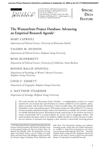 The WomanStats Project Database: Advancing an Empirical ...