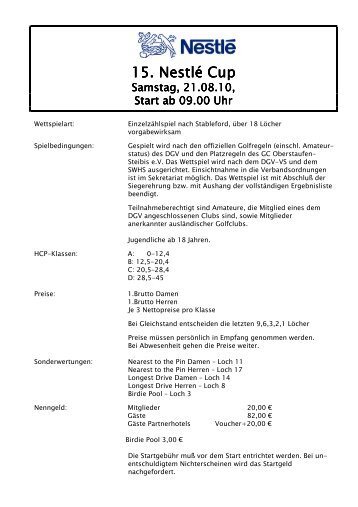 15. Nestlé Cup 15. Nestlé Cup - Golfclub-Oberstaufen-Steibis