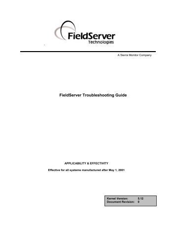 FieldServer Troubleshooting Guide - FieldServer Technologies