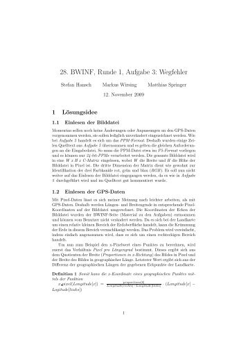 28. BWINF, Runde 1, Aufgabe 3: Wegfehler - Matthias Springer .DE