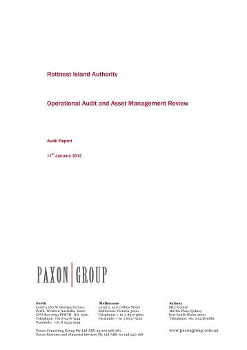 Rottnest Island Authority Operational Audit and Asset Management ...