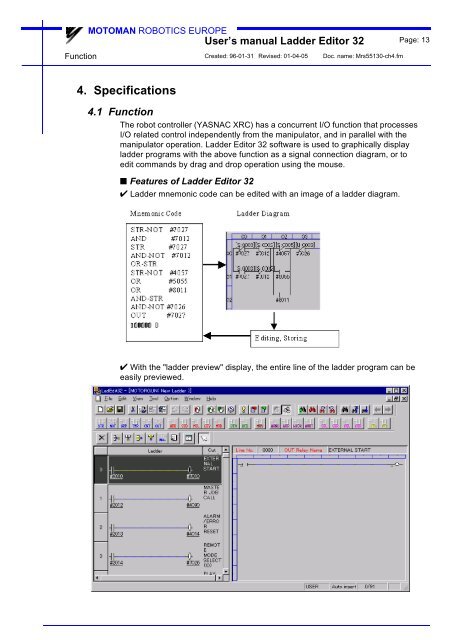 USER'S MANUAL Ladder Editor 32 version 1.2 - Motoman