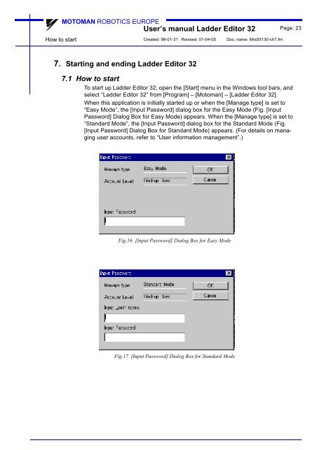 USER'S MANUAL Ladder Editor 32 version 1.2 - Motoman