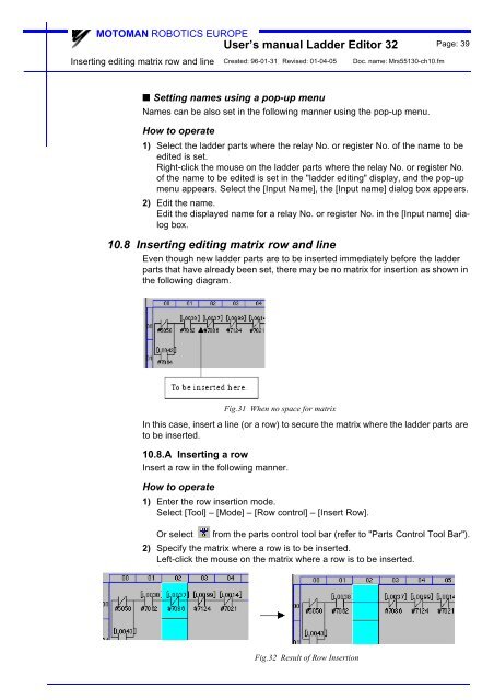 USER'S MANUAL Ladder Editor 32 version 1.2 - Motoman