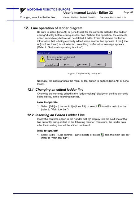 USER'S MANUAL Ladder Editor 32 version 1.2 - Motoman