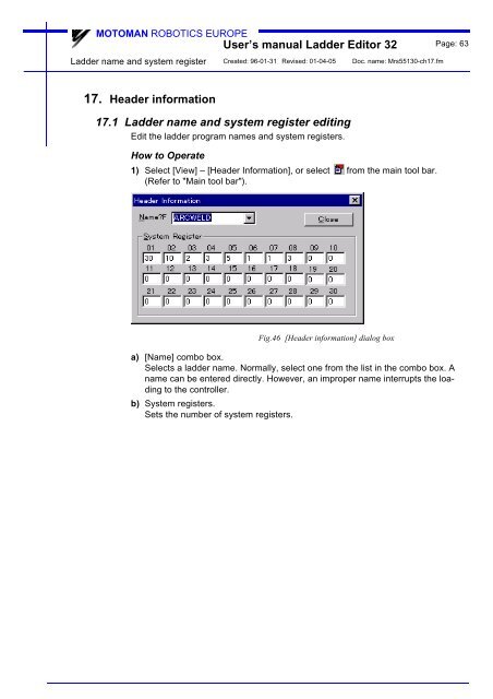 USER'S MANUAL Ladder Editor 32 version 1.2 - Motoman