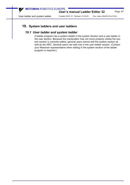 USER'S MANUAL Ladder Editor 32 version 1.2 - Motoman