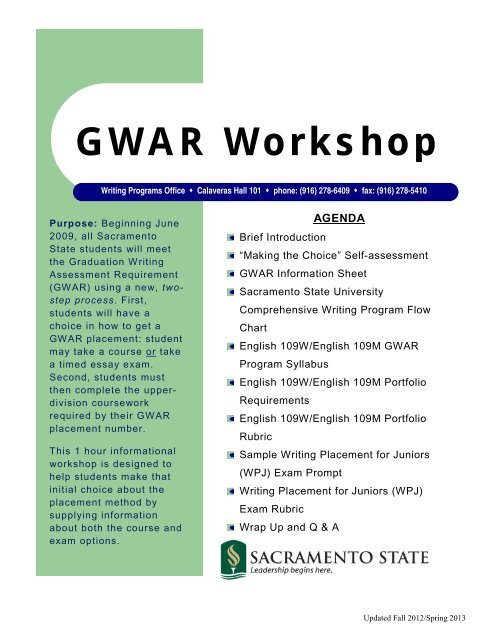 Gwar Workshop Packet College Of Arts And Letters California