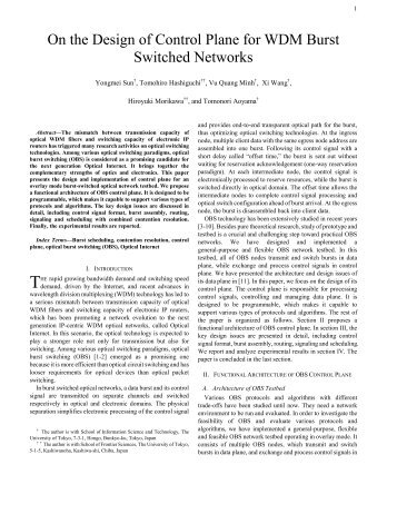 On the Design of Control Plane for WDM Burst Switched Networks