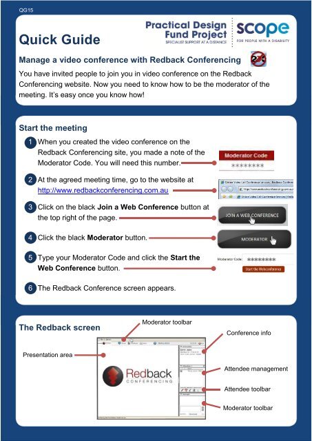 Quick Guide: Manage a video conference with Redback - Scope