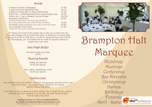 Brampton Halt Marquee - Mcmanus Pub Company