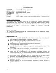 JOB DESCRIPTION POSITION: Information Technology Specialist ...