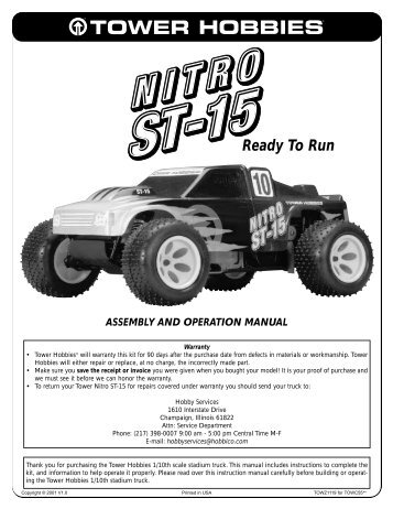 Tower Hobbies Nitro ST-15 Stadium Truck Manual V1.0