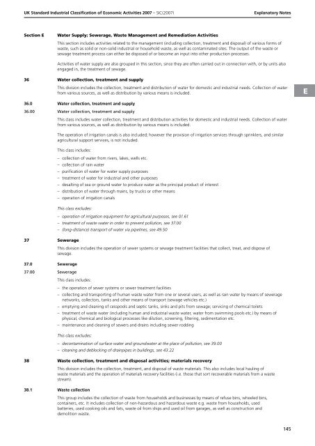 detailed explanation for each SIC code - Biffa