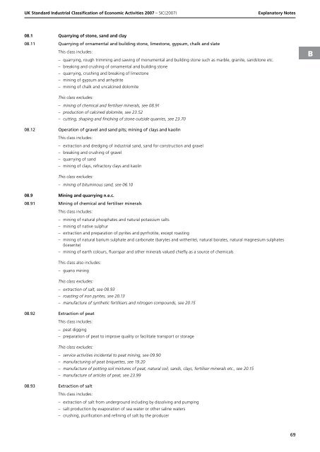 detailed explanation for each SIC code - Biffa