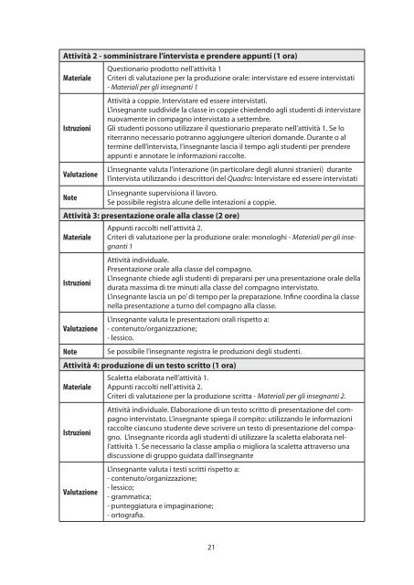 Prove di valutazione delle competenze linguistiche in italiano