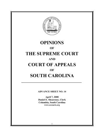 opinions the supreme court court of appeals south carolina