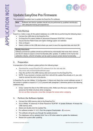 Update EasyOne Pro Firmware - ndd Medical Technologies