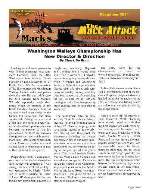 Washington Walleye Championship Has New Director ... - Mack's Lure