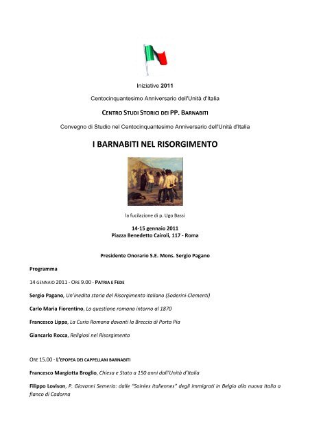 I BARNABITI NEL RISORGIMENTO - Storicibarnabiti.it