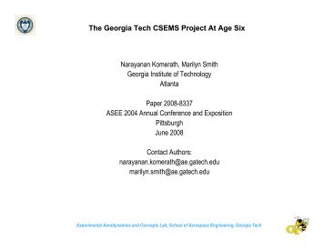 The Georgia Tech CSEMS Project At Age Six Narayanan Komerath ...