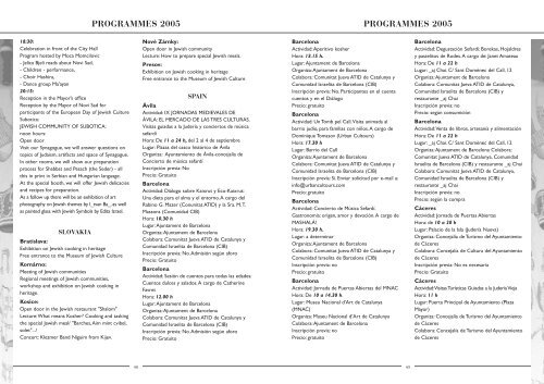 programa jornada europea 2005 - Red de JuderÃ­as de EspaÃ±a