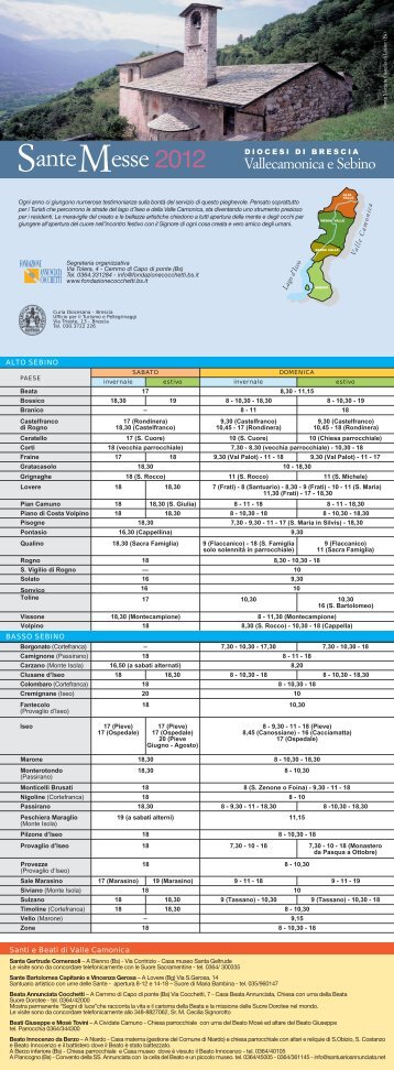Orari S.Messe Vallecamonica e Alto Sebino - Diocesi di Brescia