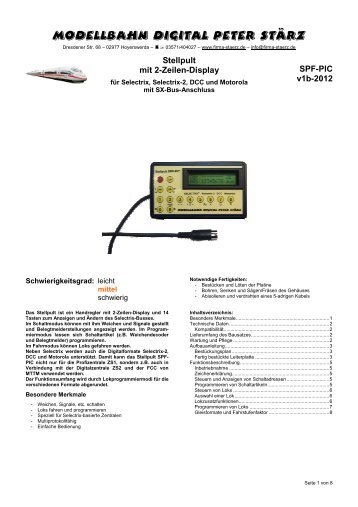 Stellpult SPF-PIC v1b-2012 Okt 26.pdf - Modellbahn Digital Peter StÃ¤rz