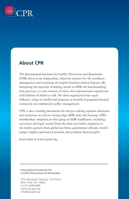 CPR's Guide to Self-Administered ADR - CPR Institute for Dispute ...