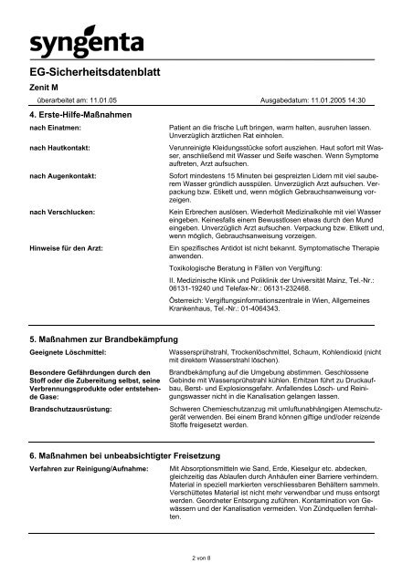 EG-Sicherheitsdatenblatt - Getreide AG