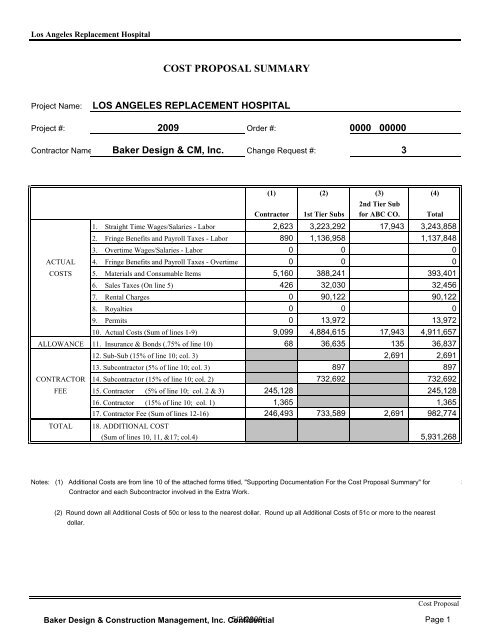 Sample Bdcm Change Order Worksheet Baker Design And