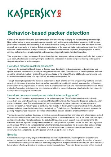 Behavior-based packer detection - Kaspersky Lab â Newsroom ...