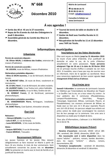 668 Decembre 10 Commune De Lanrivoare