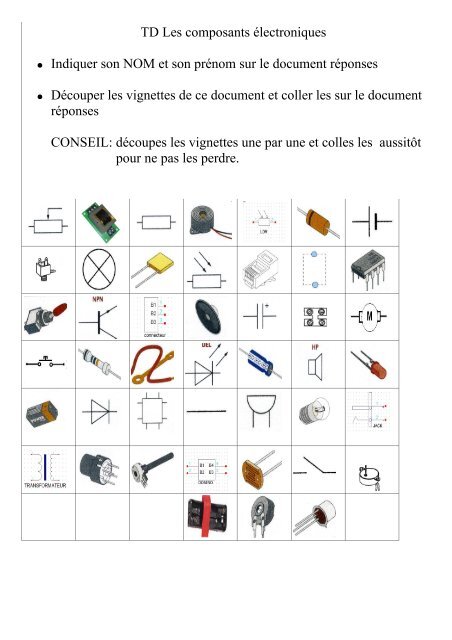 argument menottes Du repos tableau des composants electroniques pdf
