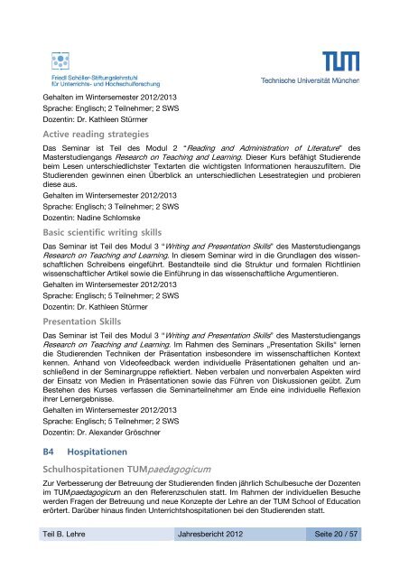 Jahresbericht 2012 (pdf) - Friedl SchÃ¶ller-Stiftungslehrstuhl fÃ¼r ...