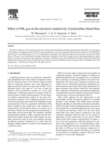 Effect of NH3 gas on the electrical conductivity of polyaniline blend ...