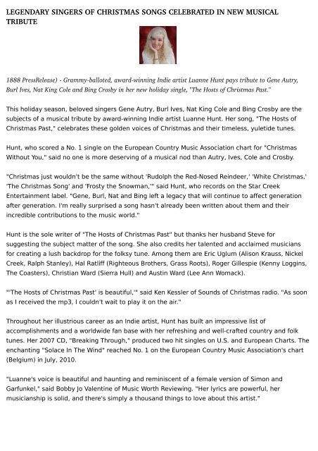 Legendary Singers Of Christmas Songs Celebrated In New Musical Tribute