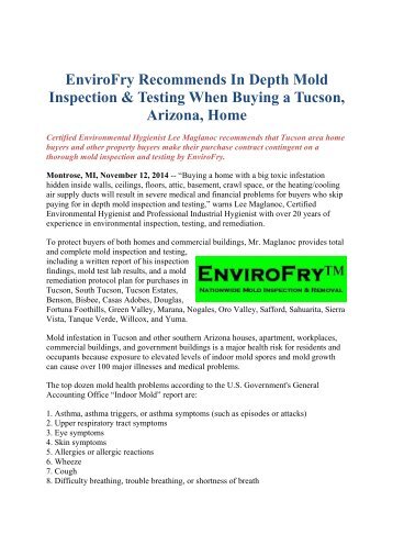 EnviroFry Re mends First Class Mold Inspection and Remediation for