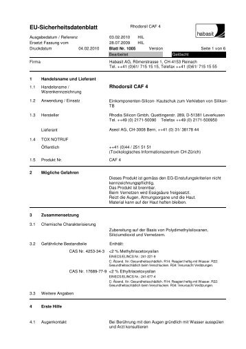 EU-Sicherheitsdatenblatt - Habasit