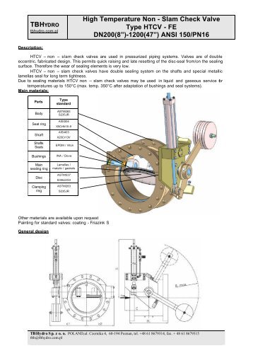 TBH High Temperature Non - Slam Check Valve Type HTCV - FE ...