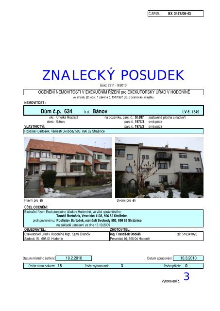 ZNALECKÃ POSUDEK - ExekutorskÃ½ ÃºÅad HodonÃ­n