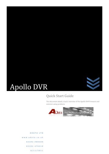 Apollo Quick Start Guide - Firmware Version 2.608 ... - Qvis Security