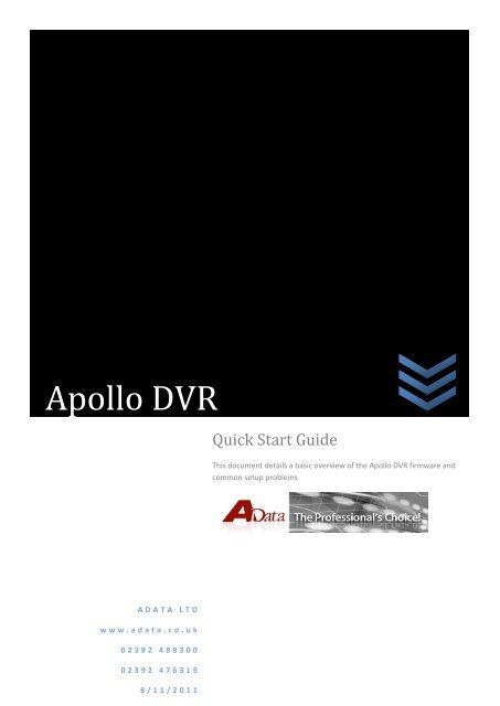 Apollo Quick Start Guide - Firmware Version 2.608 ... - Qvis Security