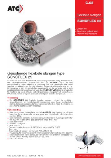 GeÃ¯soleerde flexibele slangen type SONOFLEX 25 - Air Trade Centre