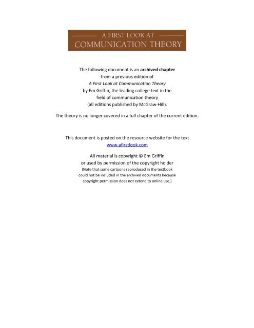 Action Assembly Theory (PDF) - A First Look at Communication Theory