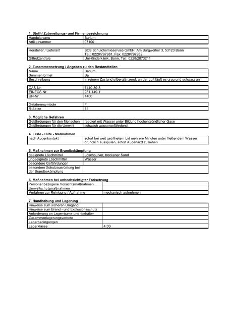 Sicherheitsdatenblatt B - MBM Lehrmittel