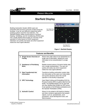 Starfield Display Product Bulletin - Johnson Controls - Johnson ...