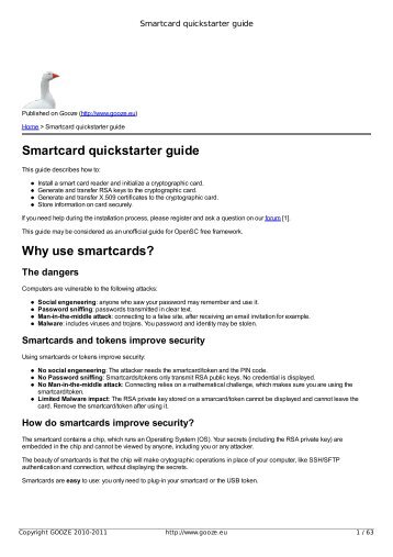 Smartcard quickstarter guide Why use smartcards? - GOOZE ...