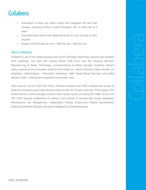 Framework Driven Test Automation Position Paper - Collabera