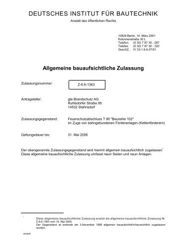 Allgemeine bauaufsichtliche Zulassung - gte-Brandschutz AG